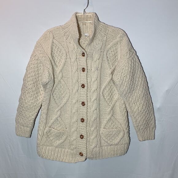 GLADYS fisherman chunky knit wool sweater cardigan pockets women’s - Picture 8 of 8